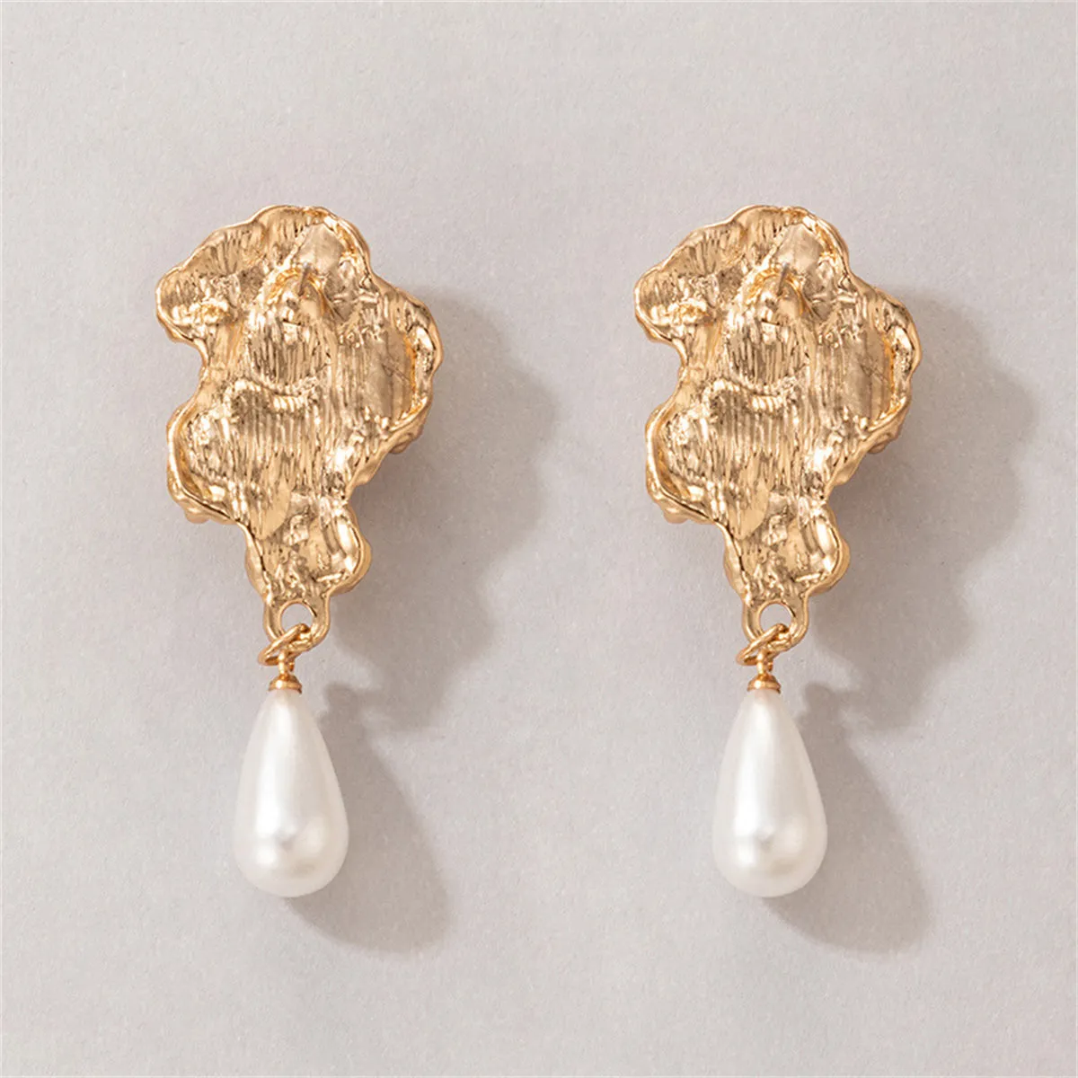 White Pearl & 18K Gold-Plated Geometric Drop Earrings