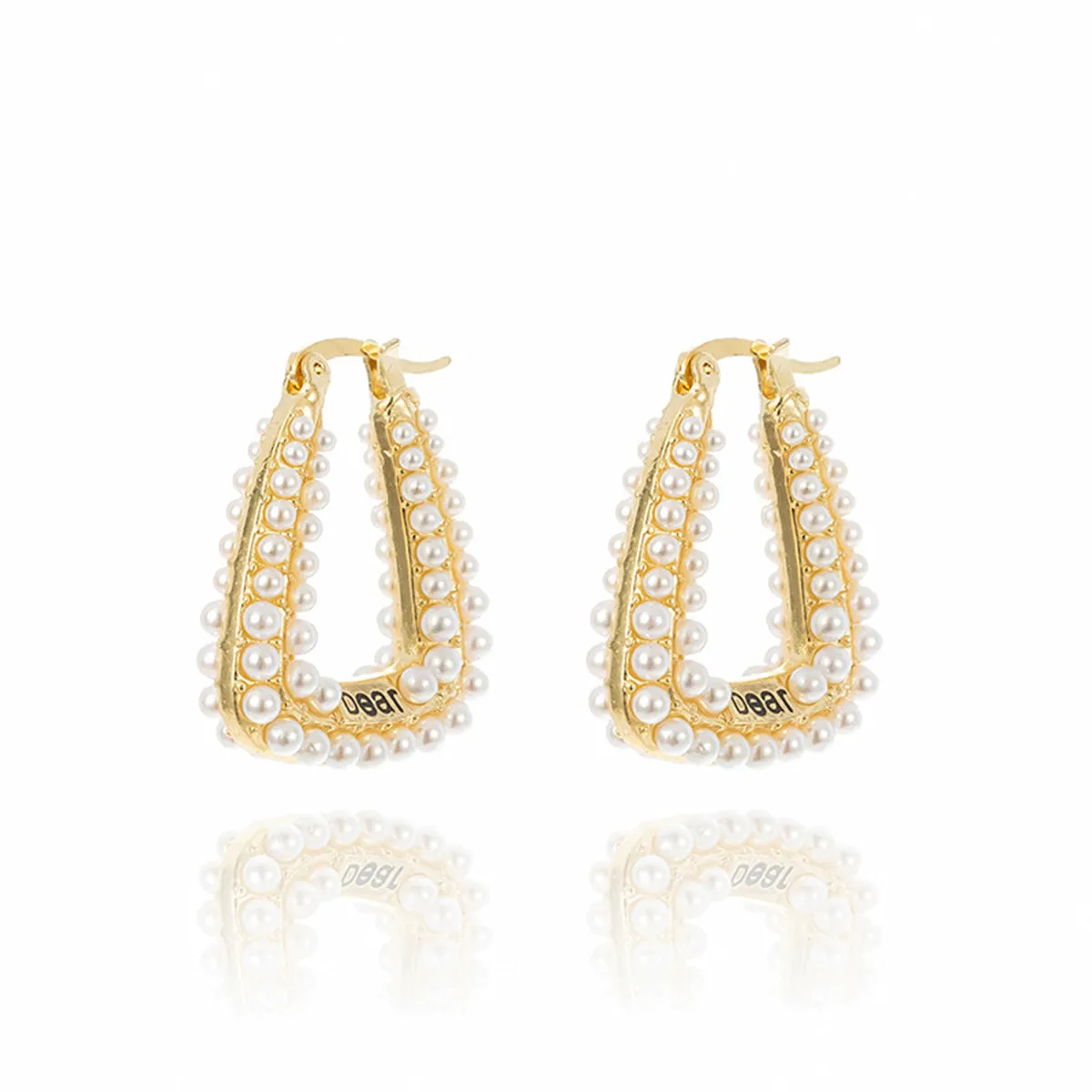 White Pearl & 18K Gold-Plated U-Shape Huggie Earrings