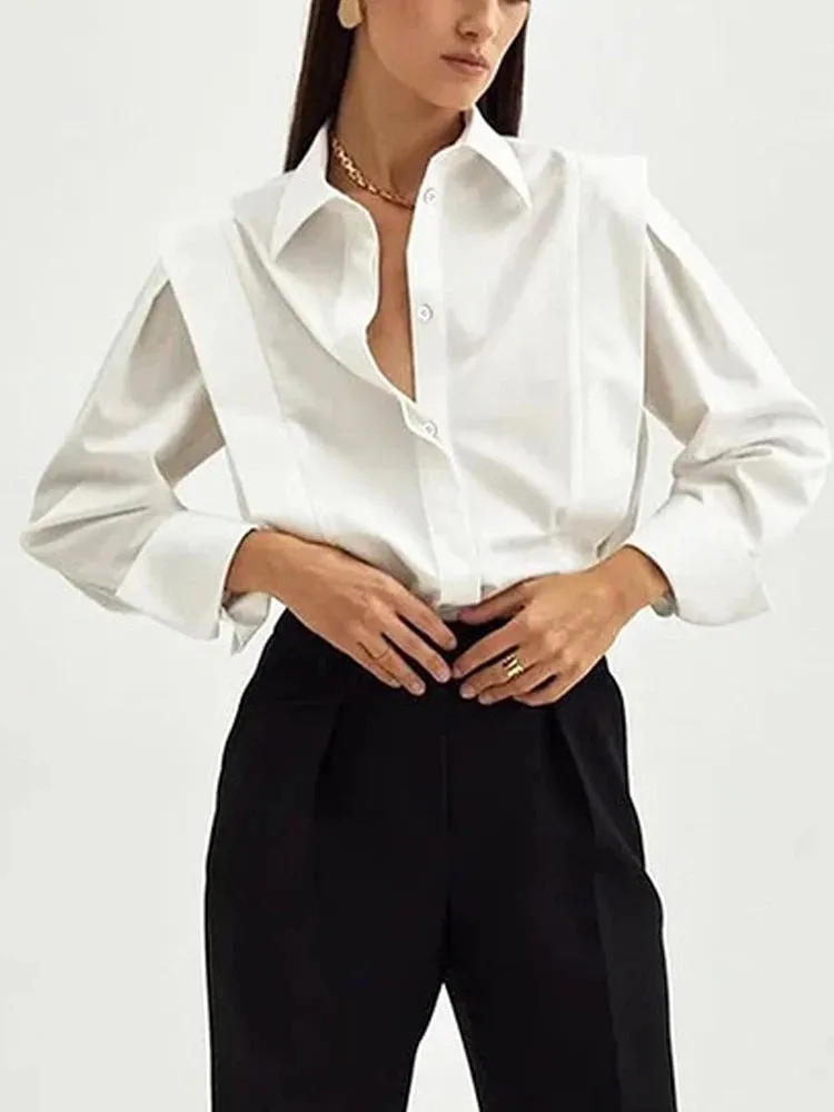 White/Black Long Sleeve Shirt for Women Elegant Casual Button Collar Top All-Season Office Wear Long Sleeve Shirt Boutique Fashion Aesthetic Button Shirts