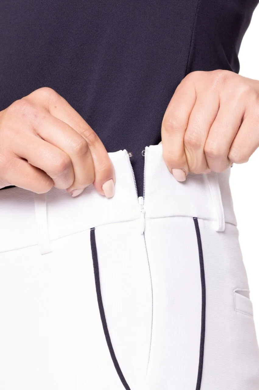 White/Navy Stretch Ankle Pant