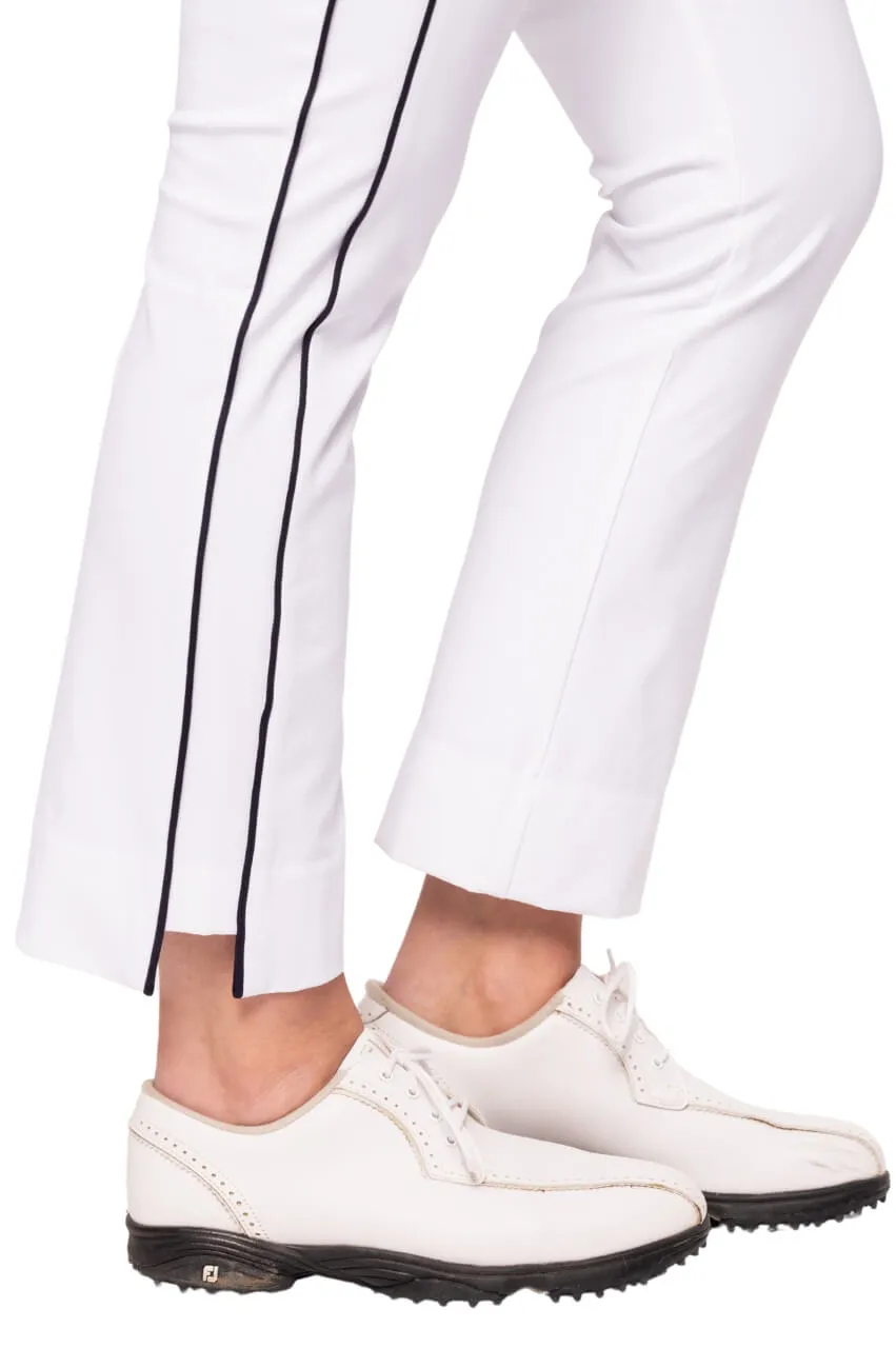 White/Navy Stretch Ankle Pant