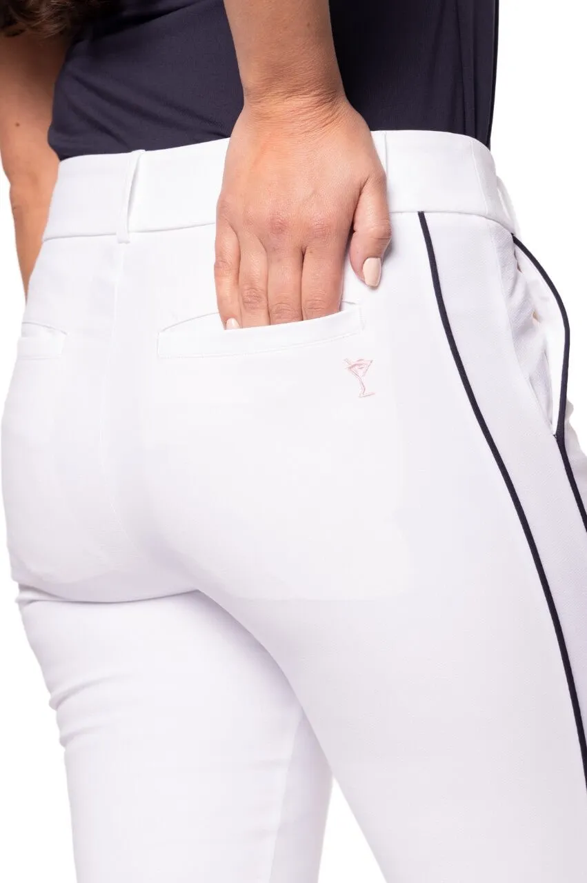 White/Navy Stretch Ankle Pant