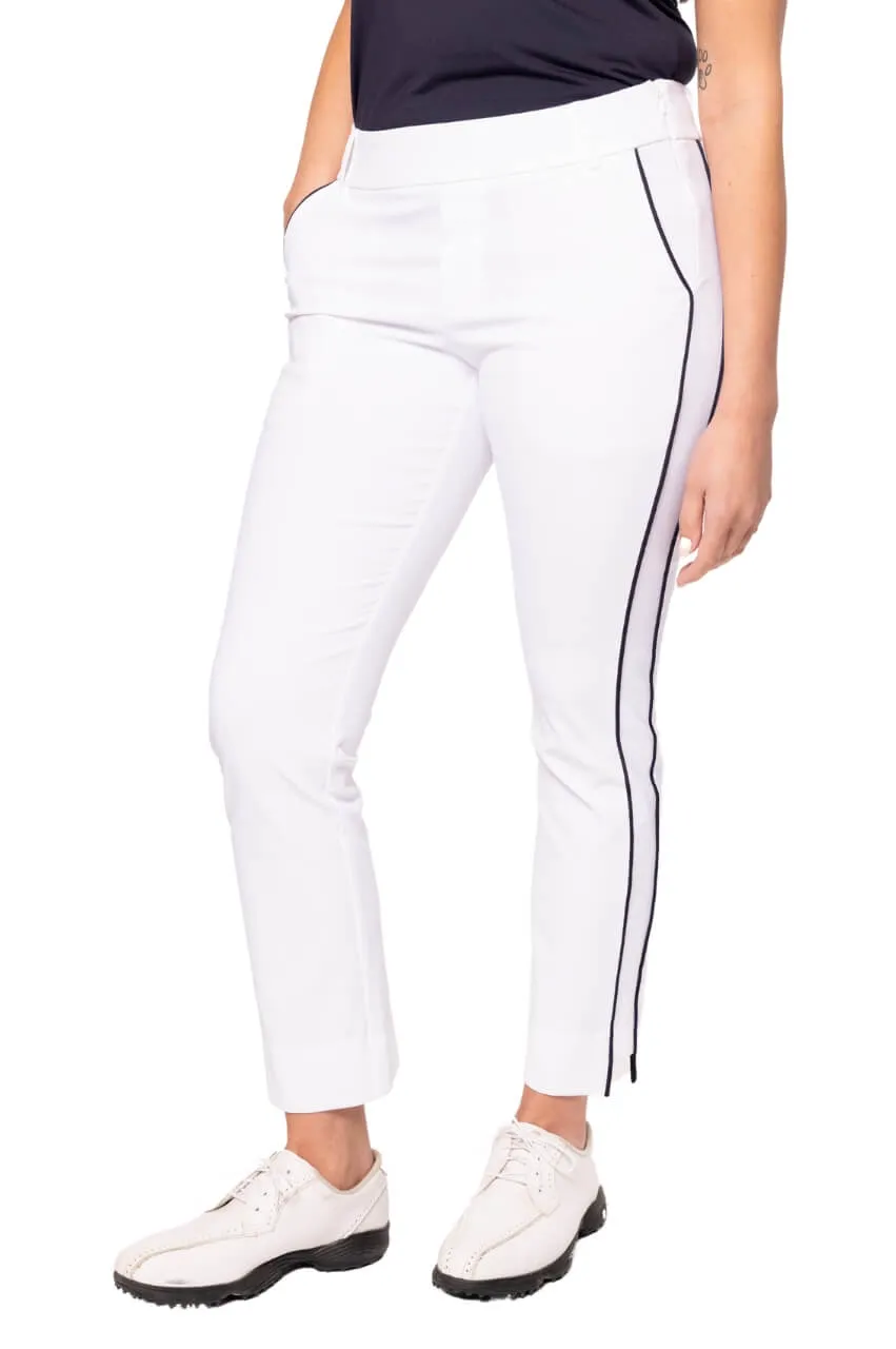 White/Navy Stretch Ankle Pant