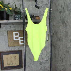 Wild Fable Women's Textured Knit Versatile Tank Bodysuit 84660639 Neon Yellow S