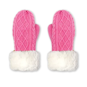 Winter Mittens | Cable Knit Pink