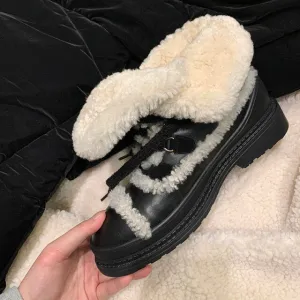 Winter Warm Snow Boots Med Heels Black Woman Short Boots