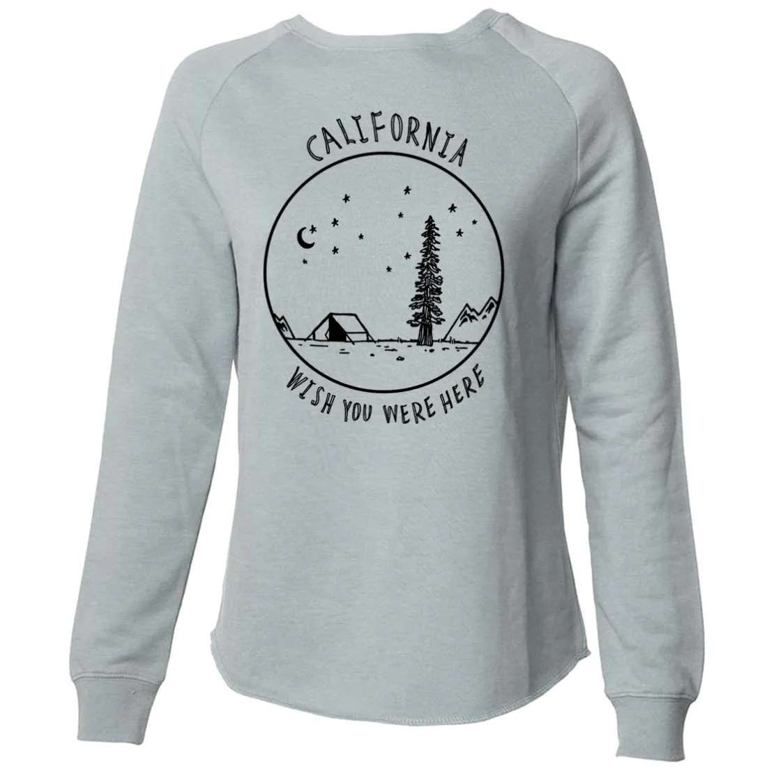 Wish You Were Here Black Print Super Soft Crewneck Sweater