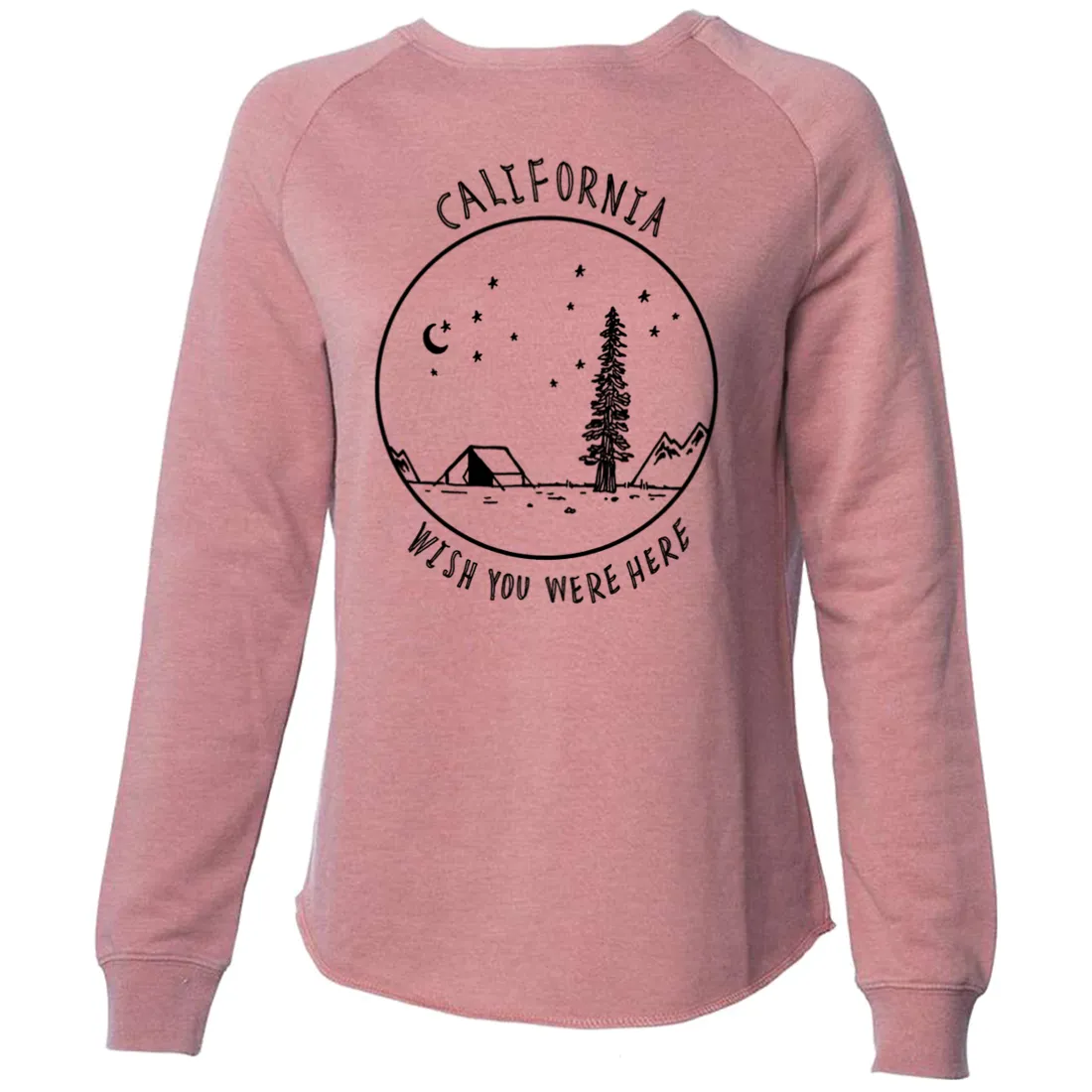 Wish You Were Here Black Print Super Soft Crewneck Sweater
