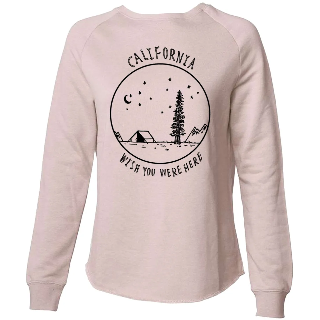 Wish You Were Here Black Print Super Soft Crewneck Sweater