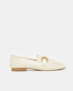 Women Beige Buckle Trim Loafers