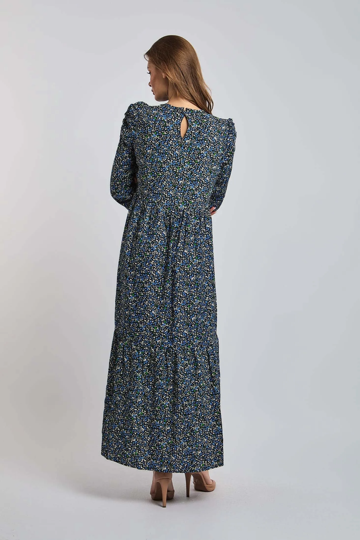 Women Dress Crew Neck With Long Sleeves Multicolor