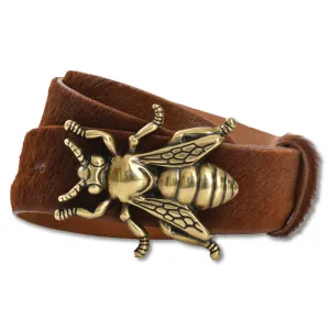 Women's 1 1/2”Calf Hair Bee Buckle Belt