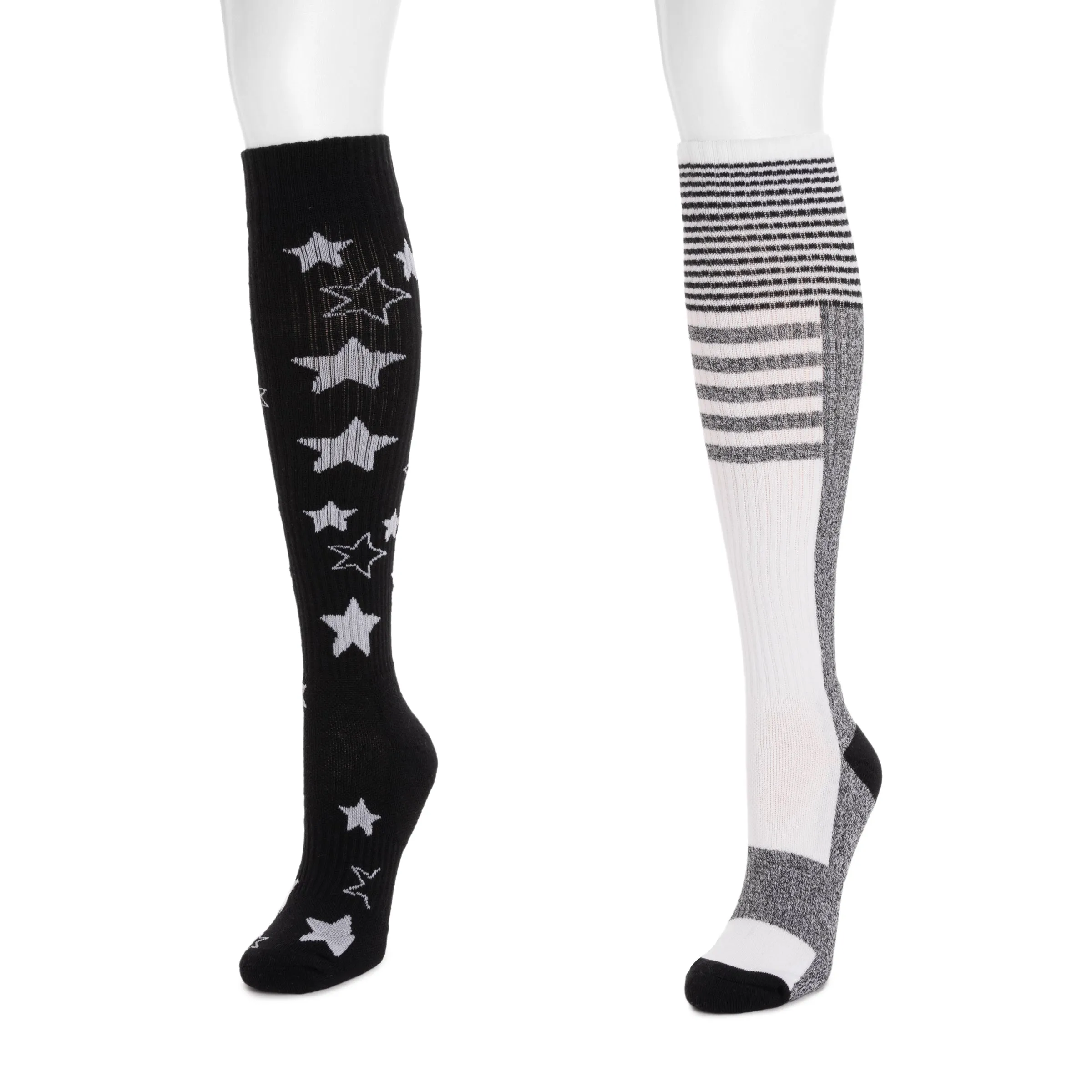 Women's 2 Pair Pack Cotton Compression Knee High Socks