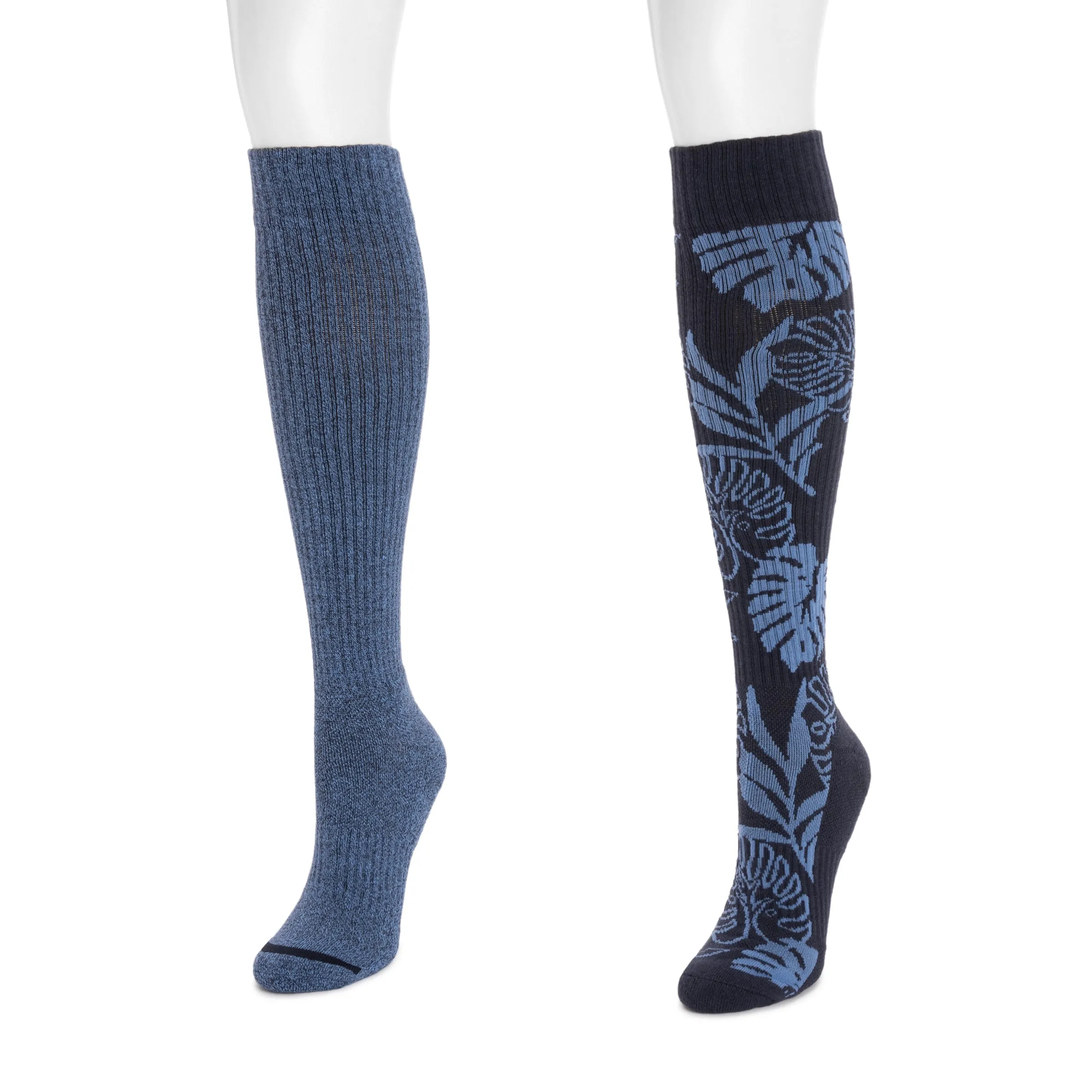 Women's 2 Pair Pack Cotton Compression Knee High Socks
