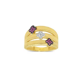 Women's 3-Rose Fashion 14kt Yellow Gold Ring