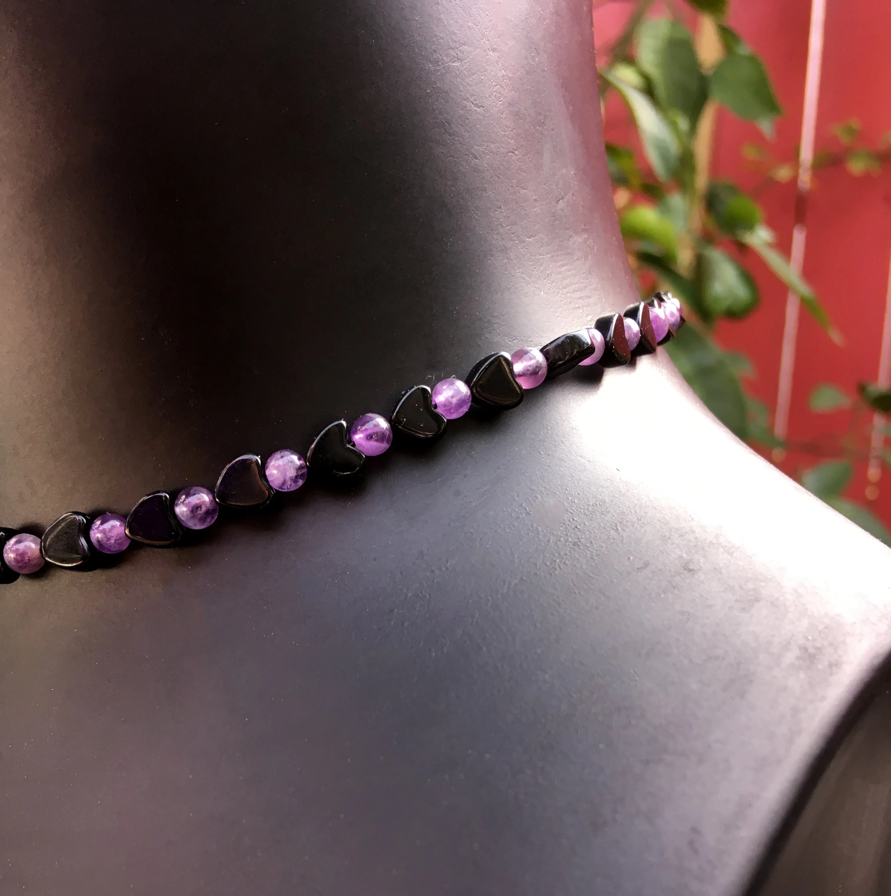 Women's Amethyst & Onyx Choker necklace