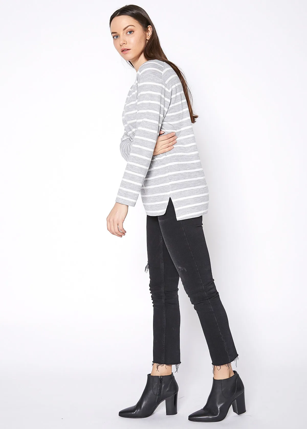 Women's Basic Crewneck Hi Lo Knit Top
