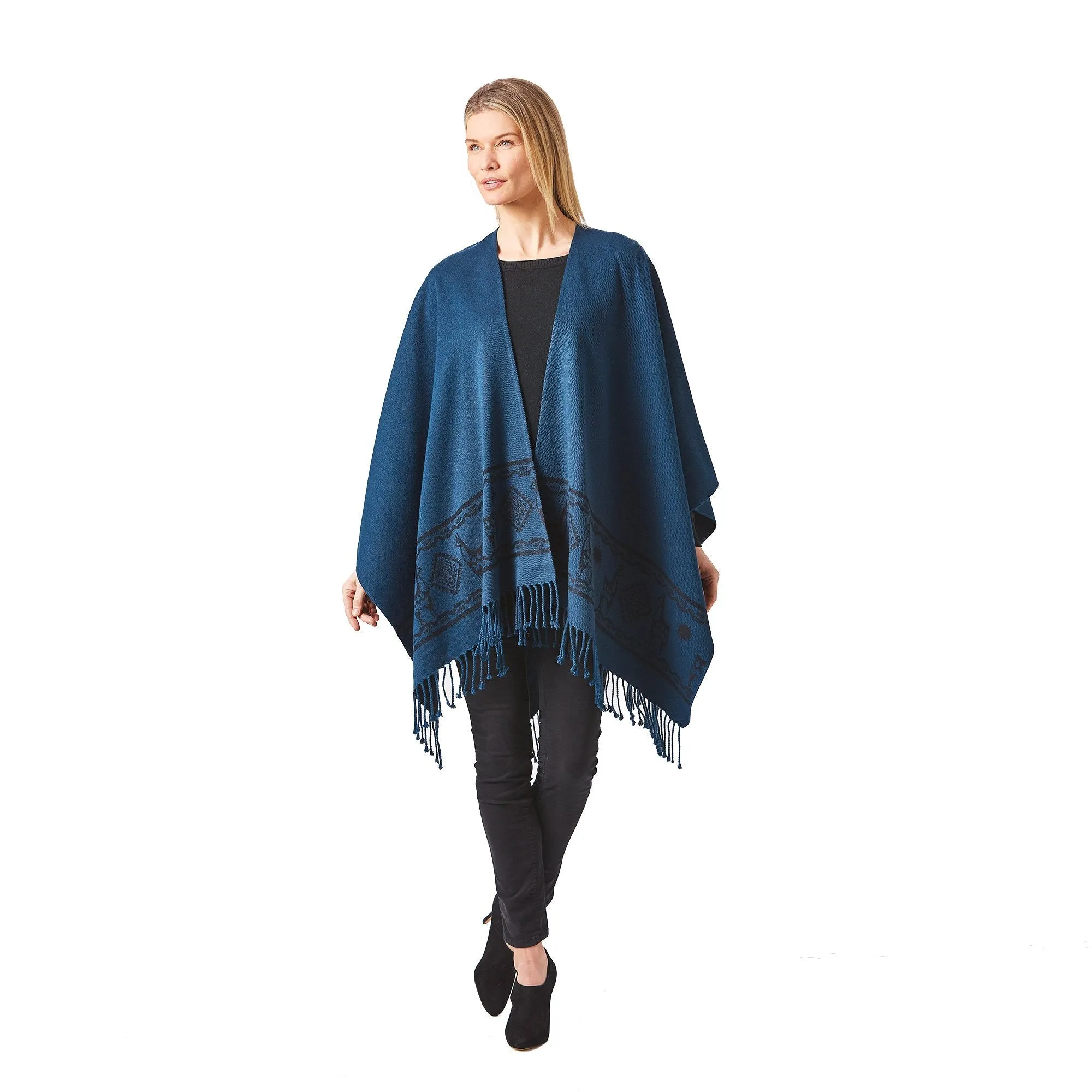 Women's Blue Shawl Ecuadorian Artisan-Made