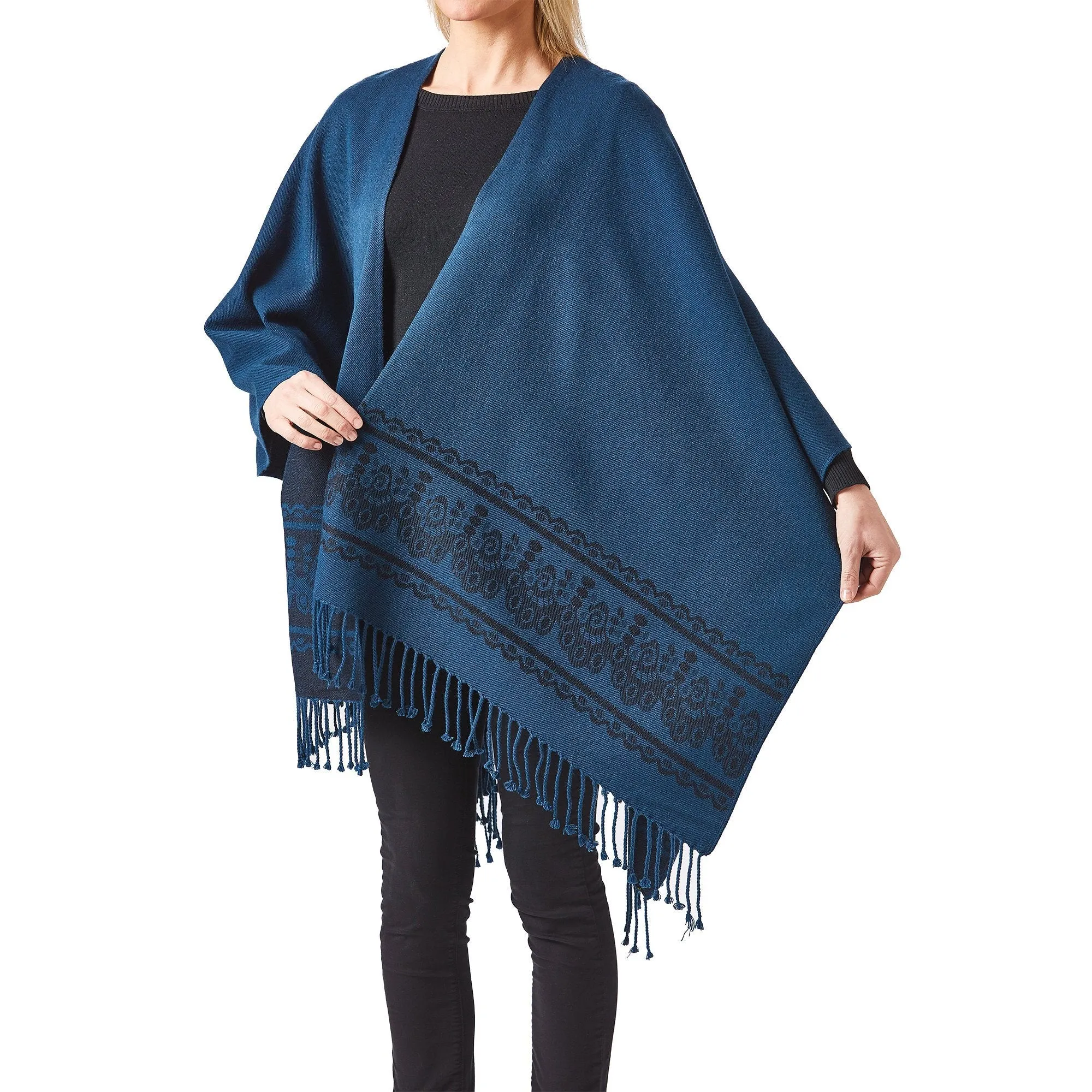 Women's Blue Shawl Ecuadorian Artisan-Made
