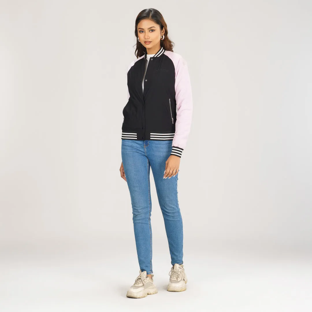 Womens Bomber Jacket -Pink/Black