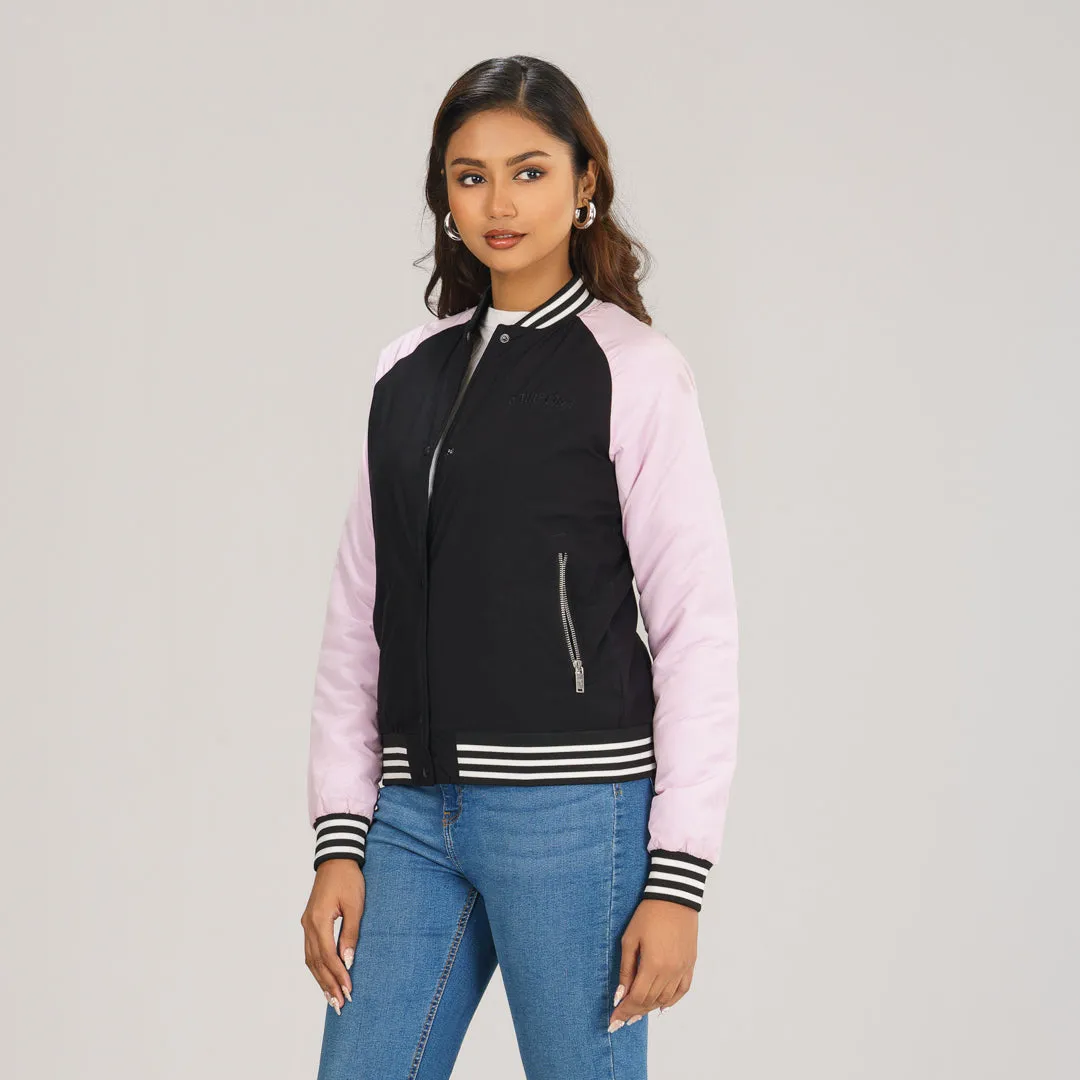 Womens Bomber Jacket -Pink/Black