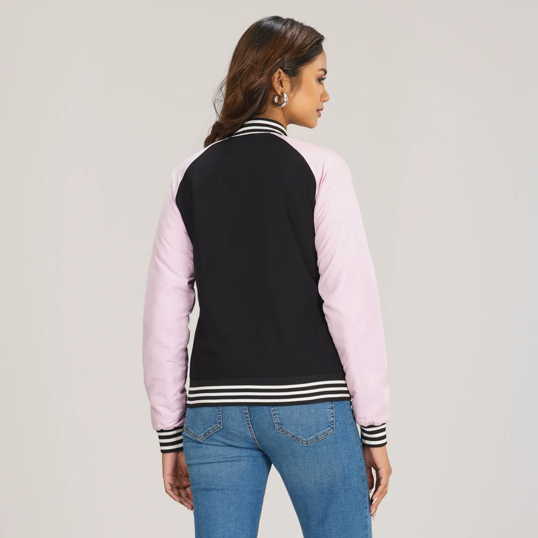 Womens Bomber Jacket -Pink/Black