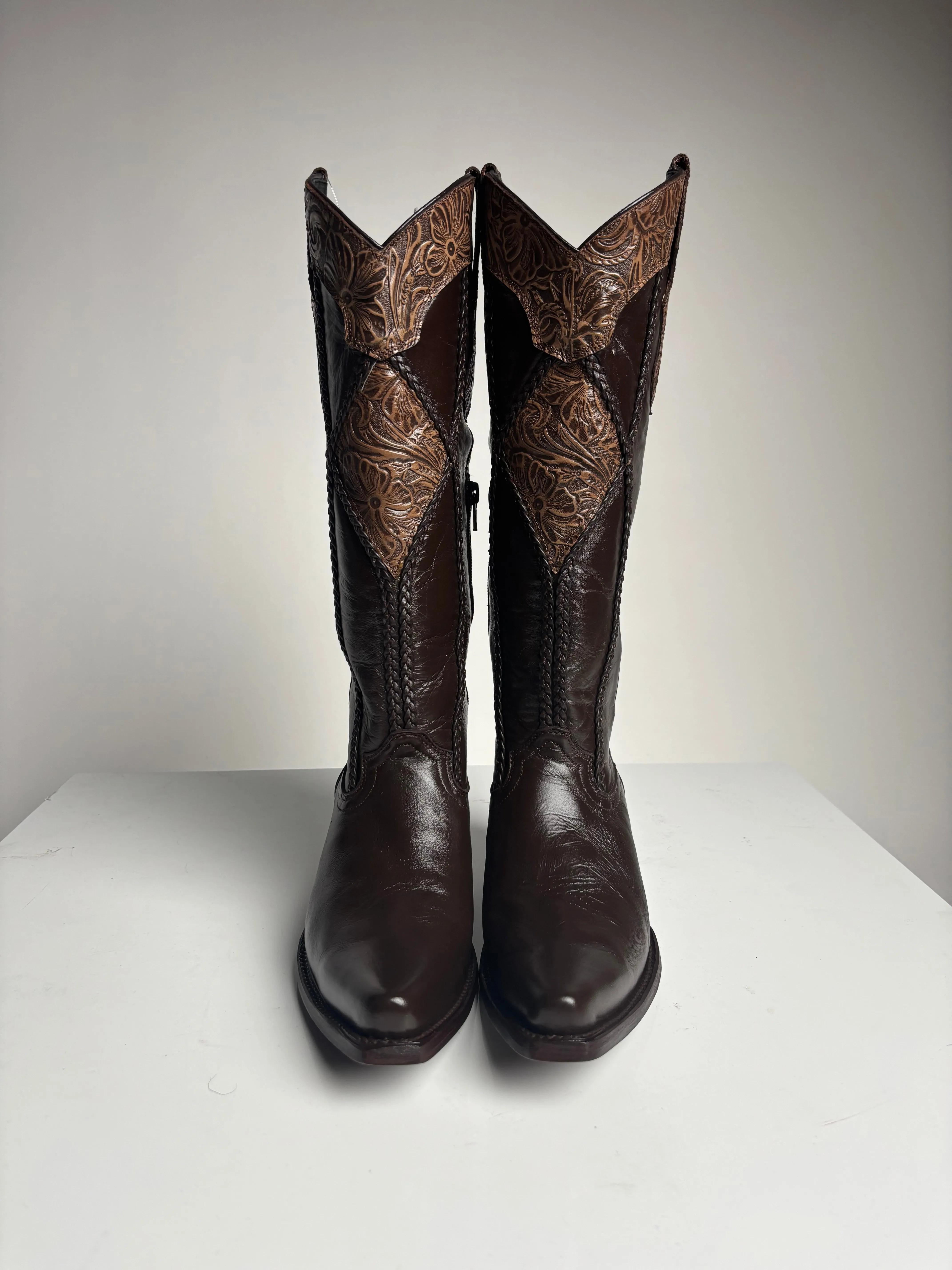 Women's Brown Tall boot - White Diamond