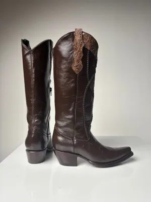 Women's Brown Tall boot - White Diamond