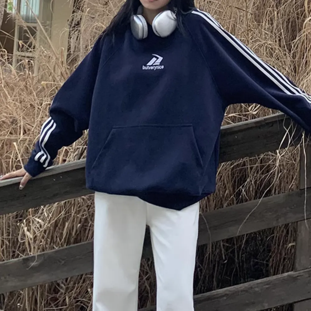 Women's Classic Versatile Striped Hoodie