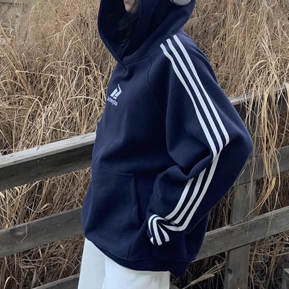 Women's Classic Versatile Striped Hoodie