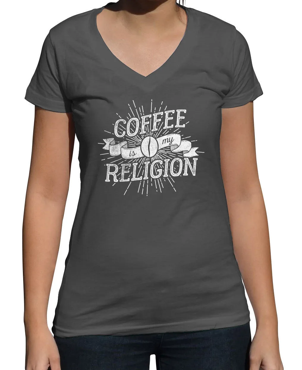 Women's Coffee Is My Religion Vneck T-Shirt