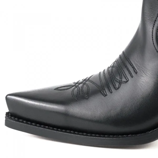 Women's Cowboy Country Western Boots Handmade Black Leather Ruched Top 1952 