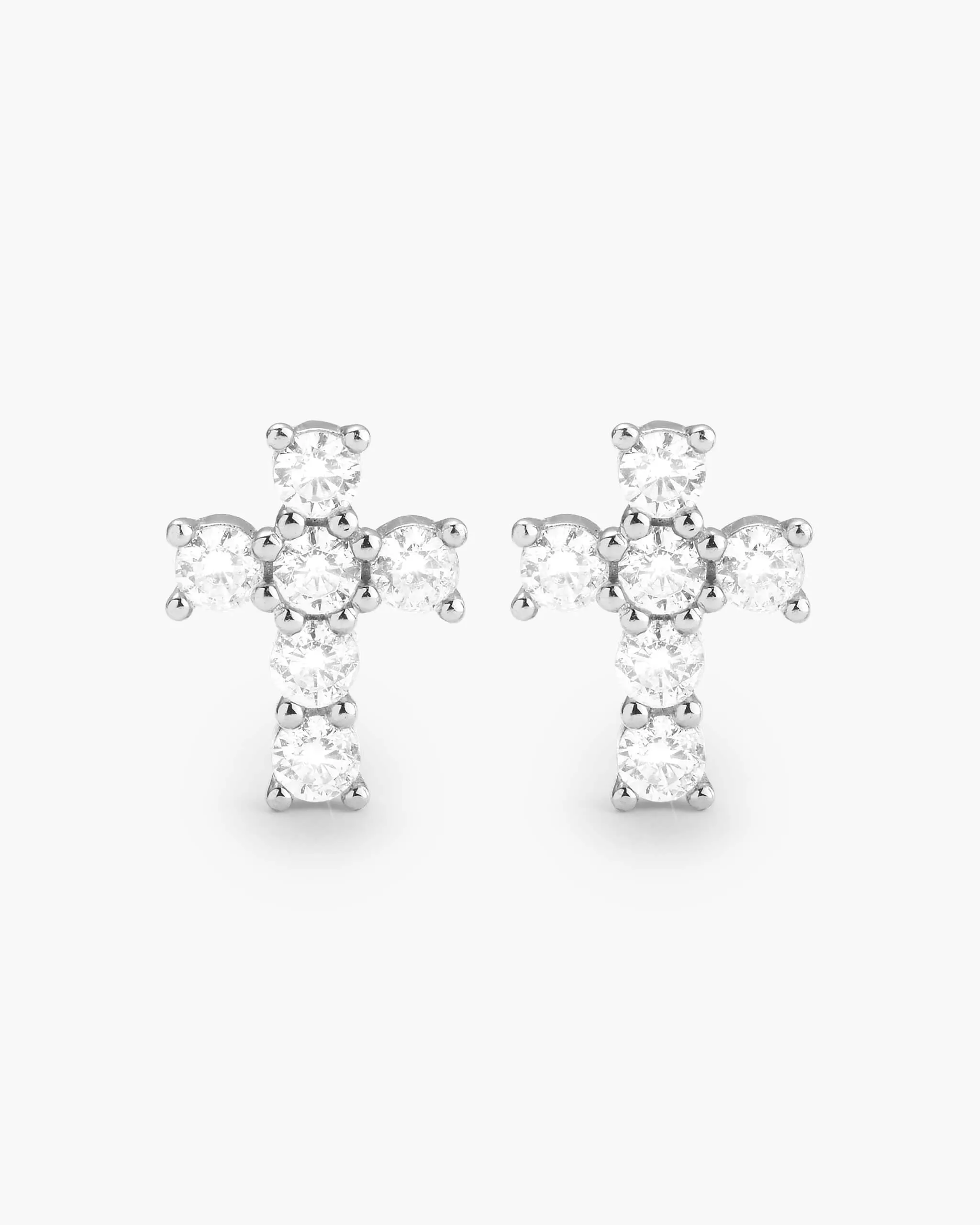 Women's Cross Stud Earrings - Silver