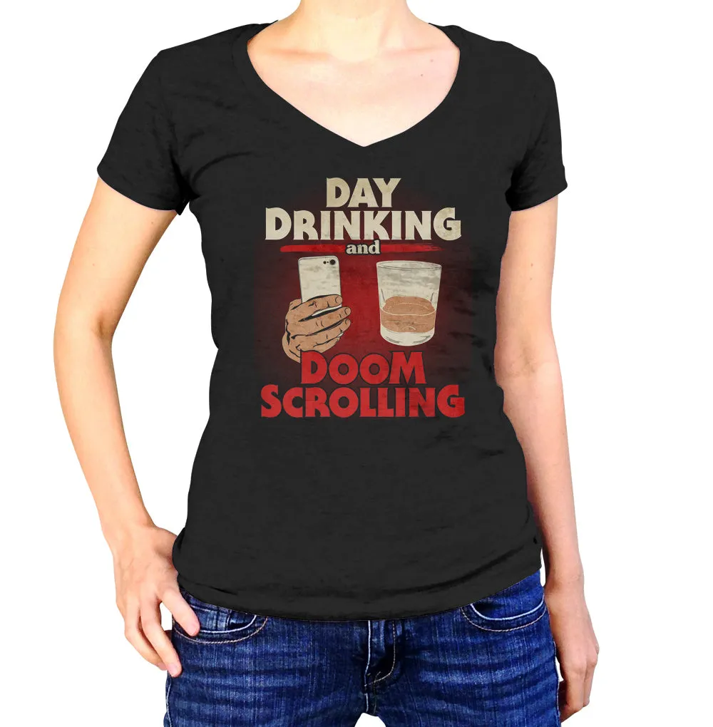 Women's Day Drinking and Doom Scrolling Vneck T-Shirt