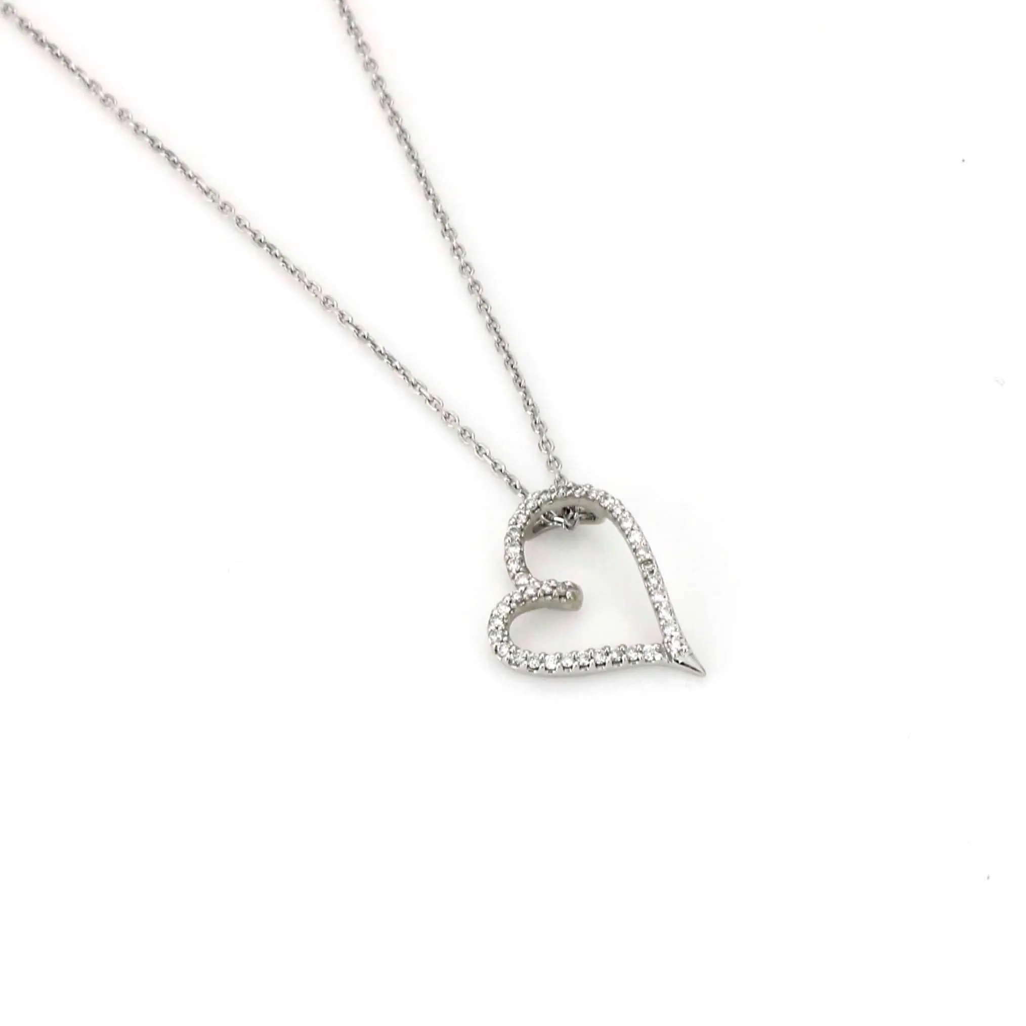 Women's Diamond Heart Pendant Necklace in 14k White Gold