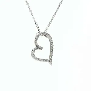 Women's Diamond Heart Pendant Necklace in 14k White Gold