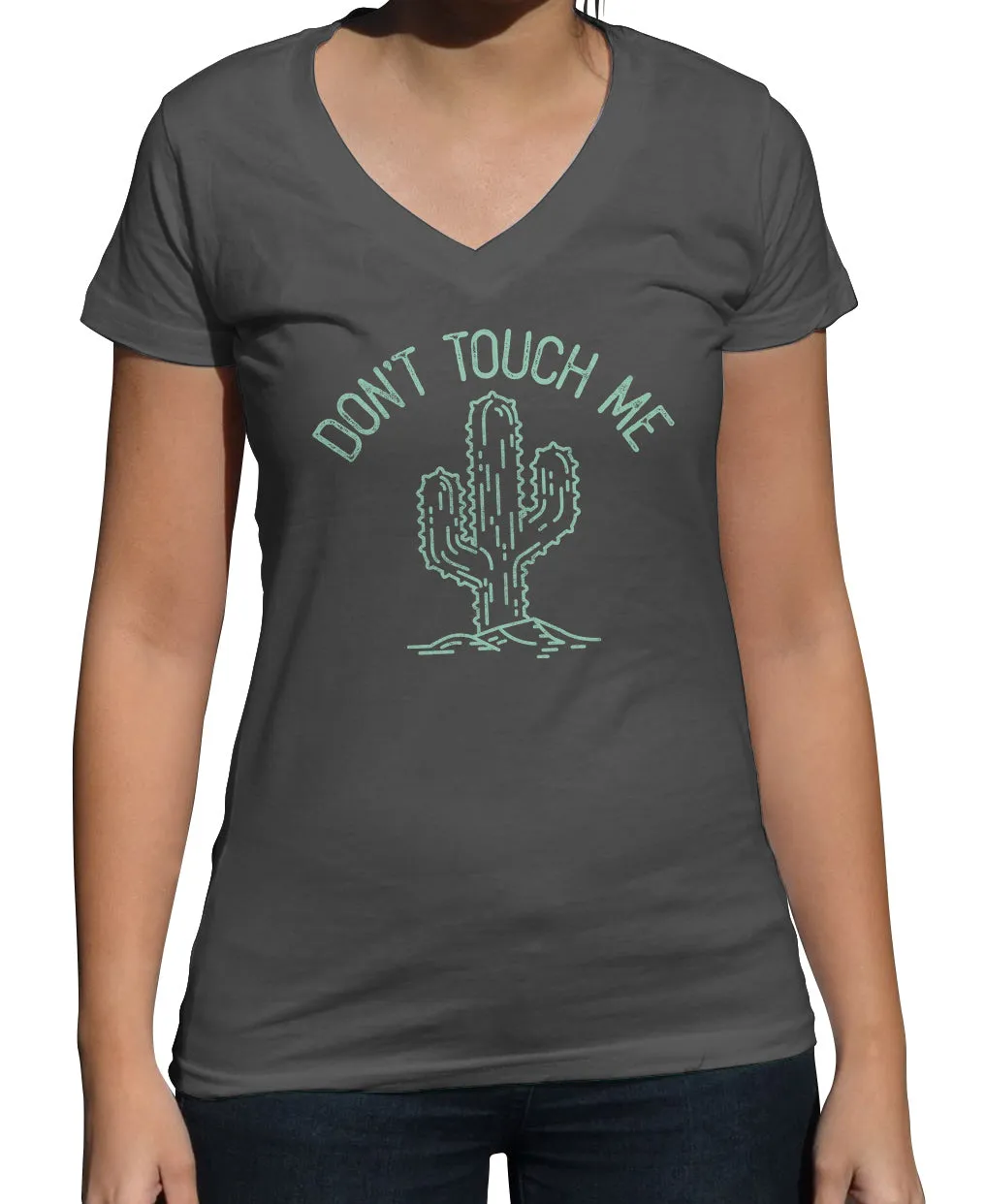 Women's Don't Touch Me Cactus Vneck T-Shirt
