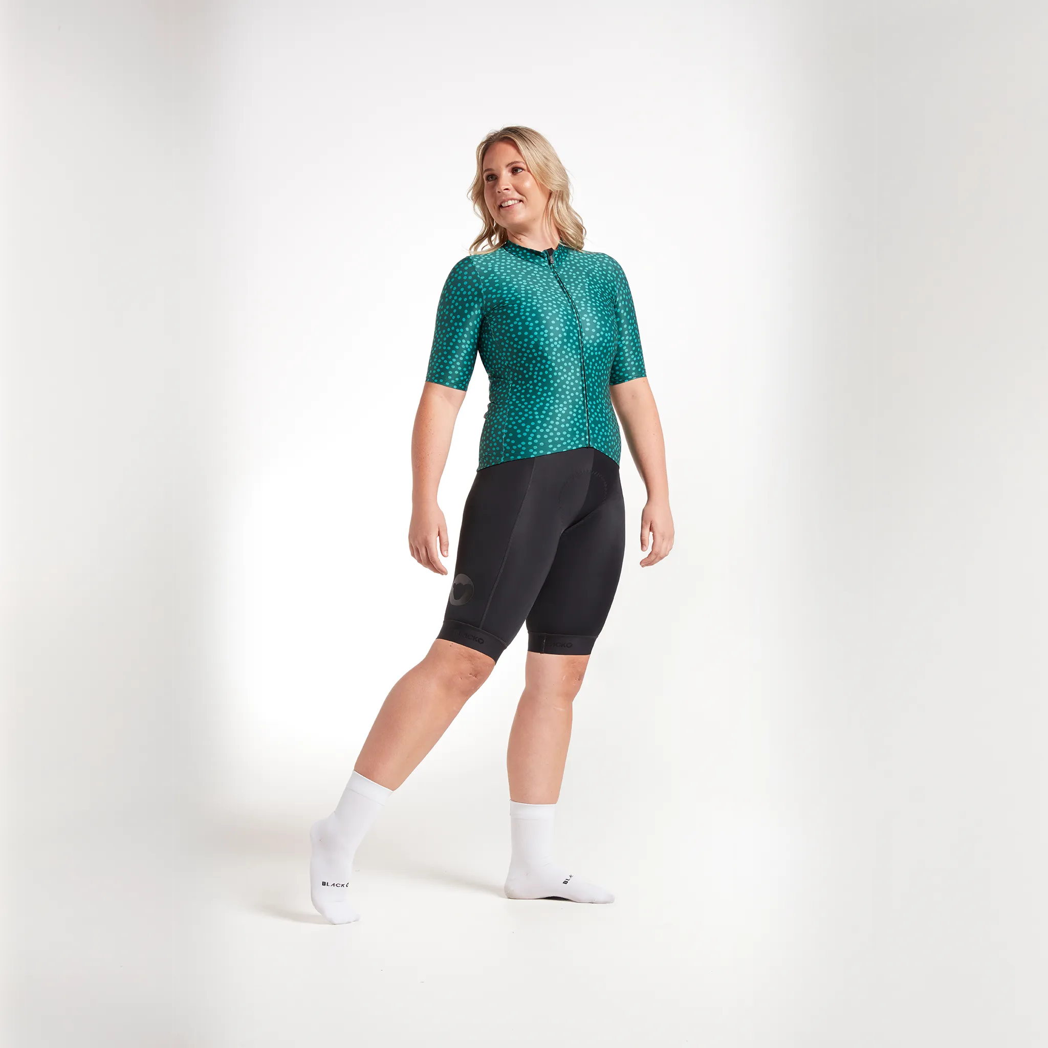 Women's Essentials Team Jersey - Storm Green Dots