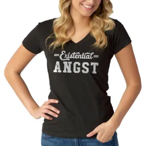 Women's Existential Angst Vneck T-Shirt - Funny Existentialism Shirt