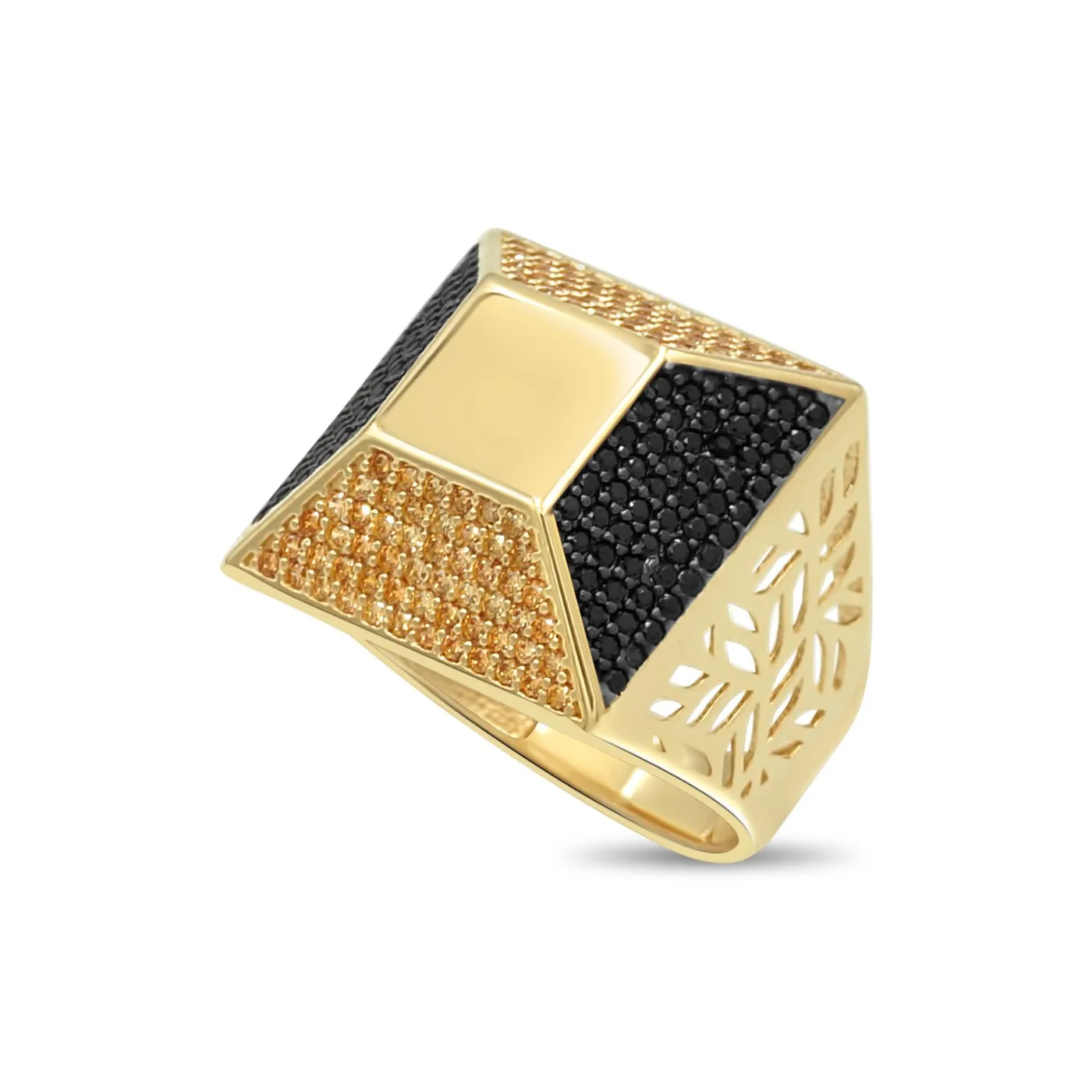 Women's Fashion Styled Dual tone pave set ring in 14K
