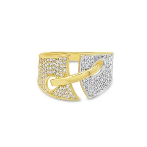 Women's Fashion Styled pave set ring in 10K
