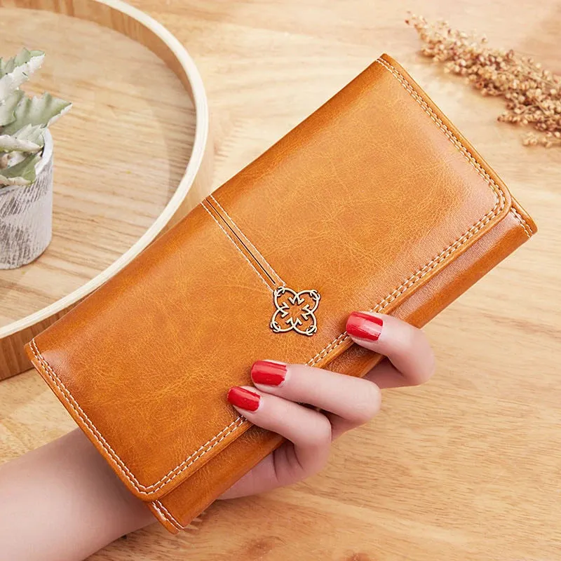 Women's Faux Leather Wallet Luxury Long Rectangular Wallet Boutique Fashion Purse Money Bag Card Holder
