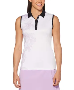 Womens Floral Print Polo