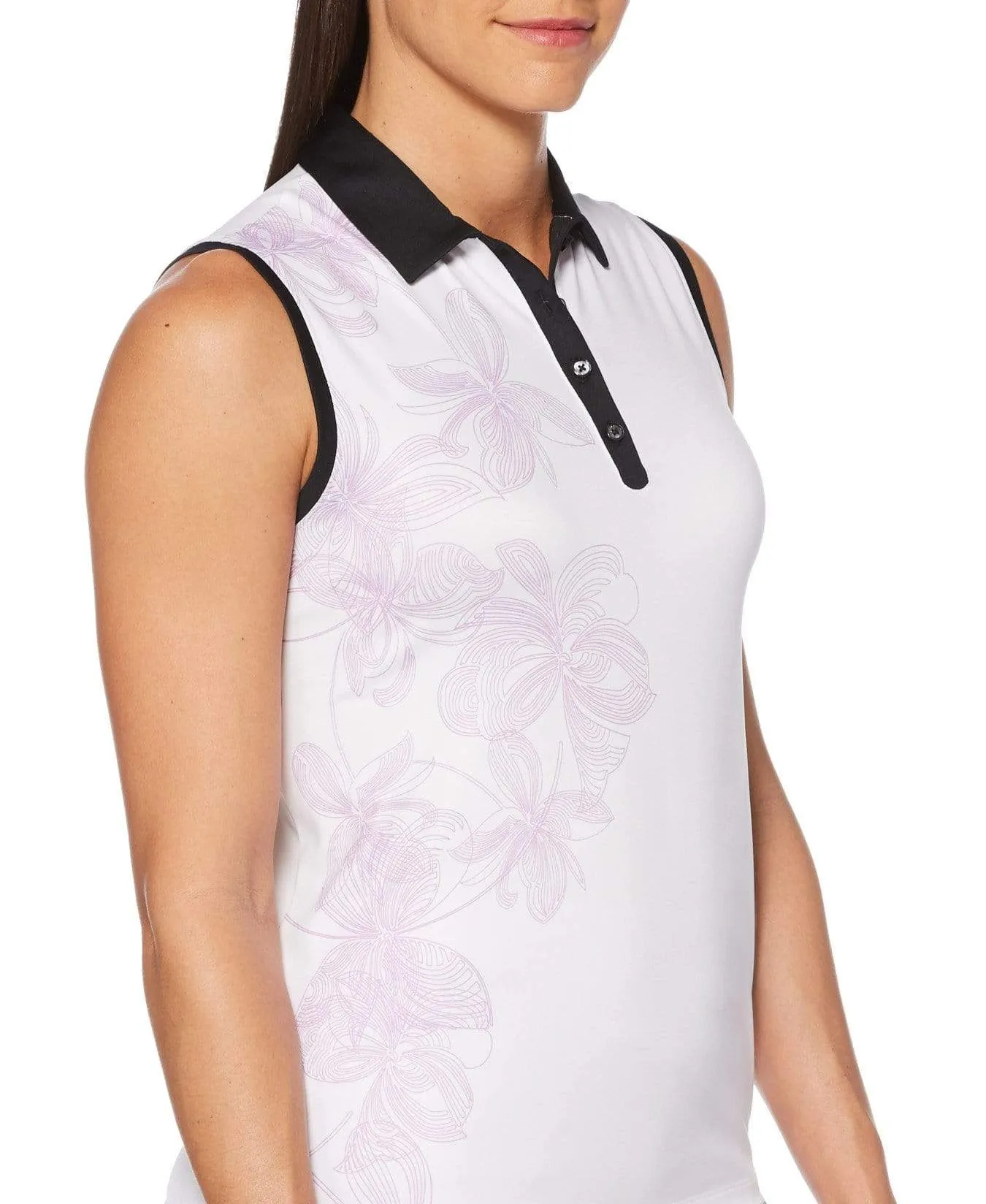 Womens Floral Print Polo