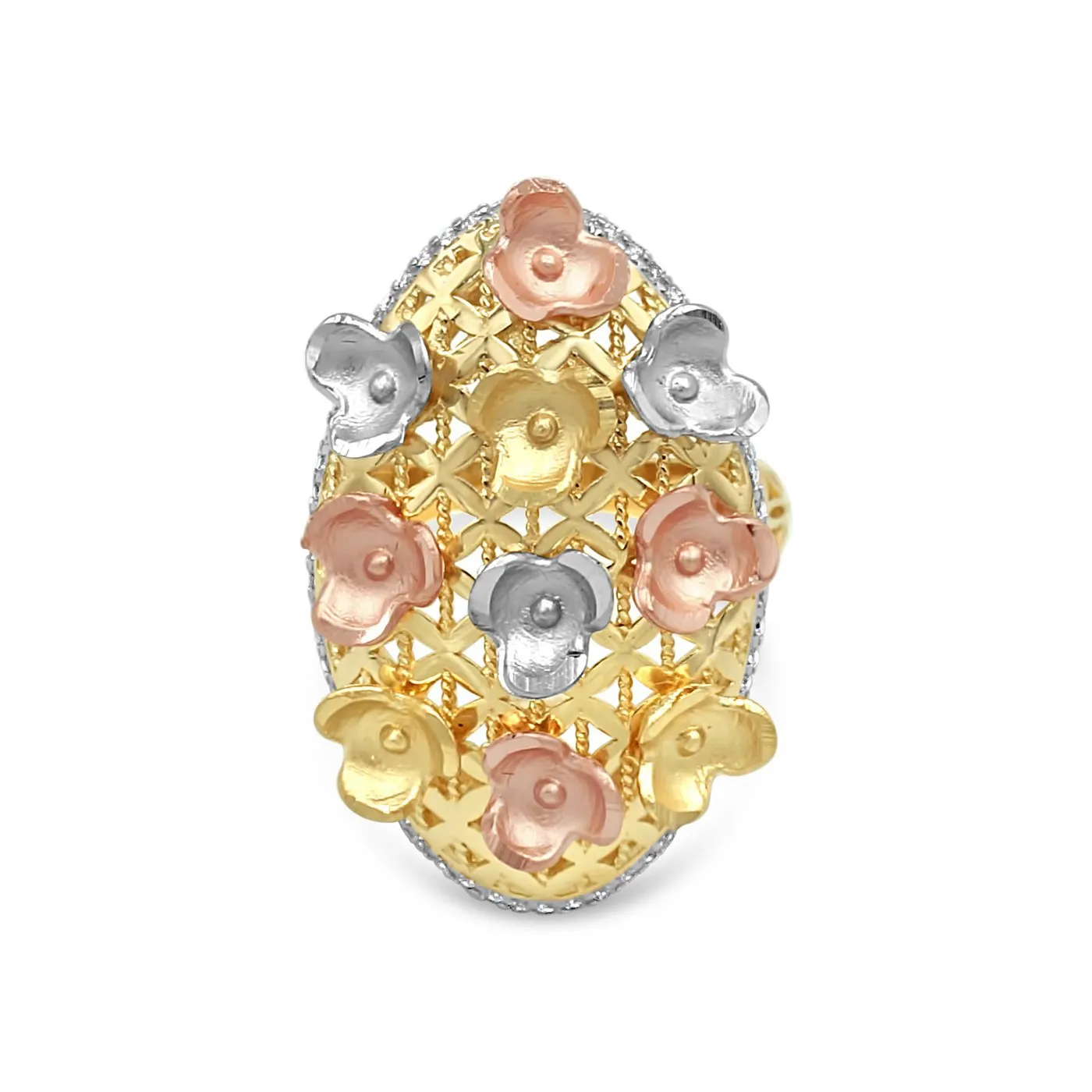 Women's Floral Styled pave set ring in 14K