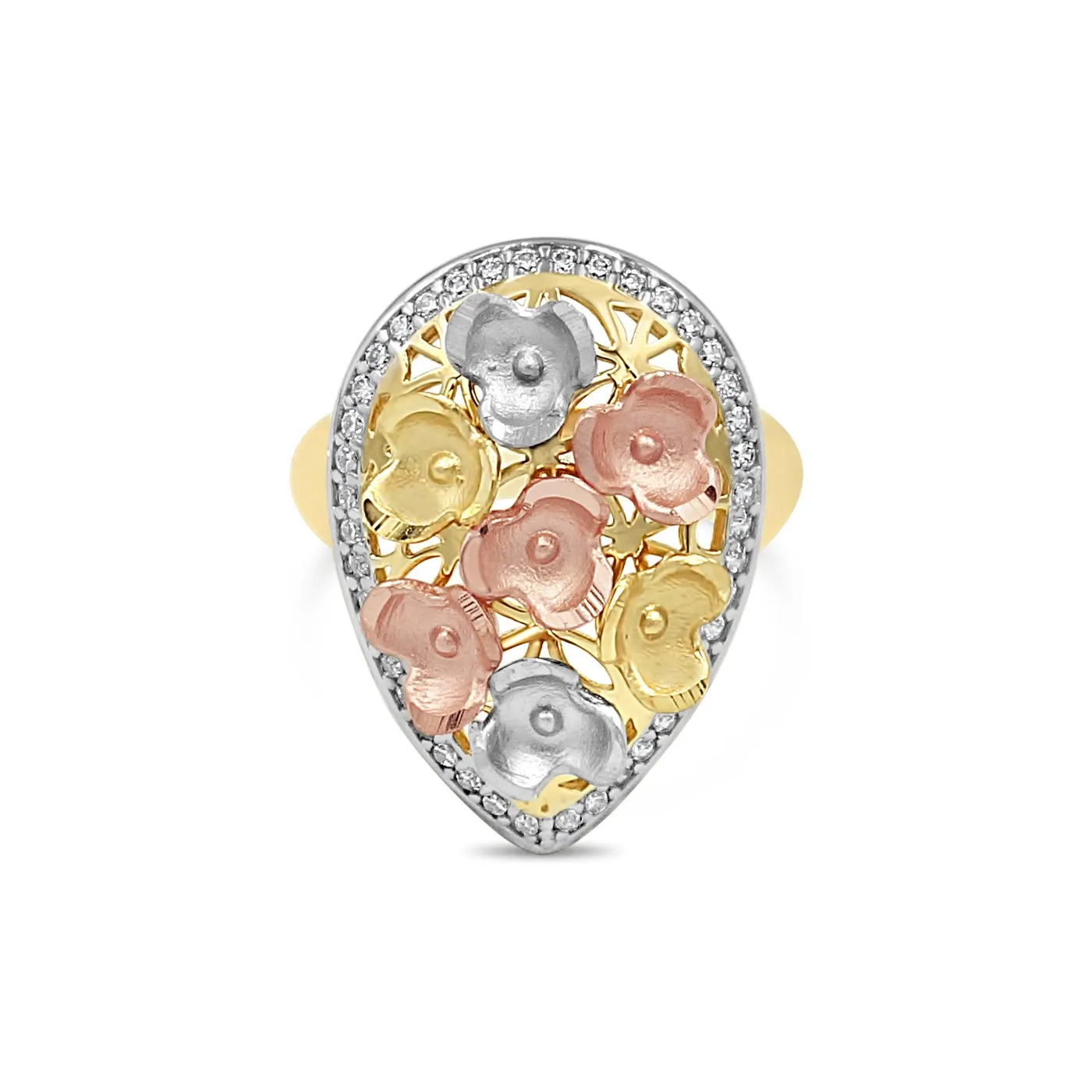 Women's Floral Styled pave set ring in 14K