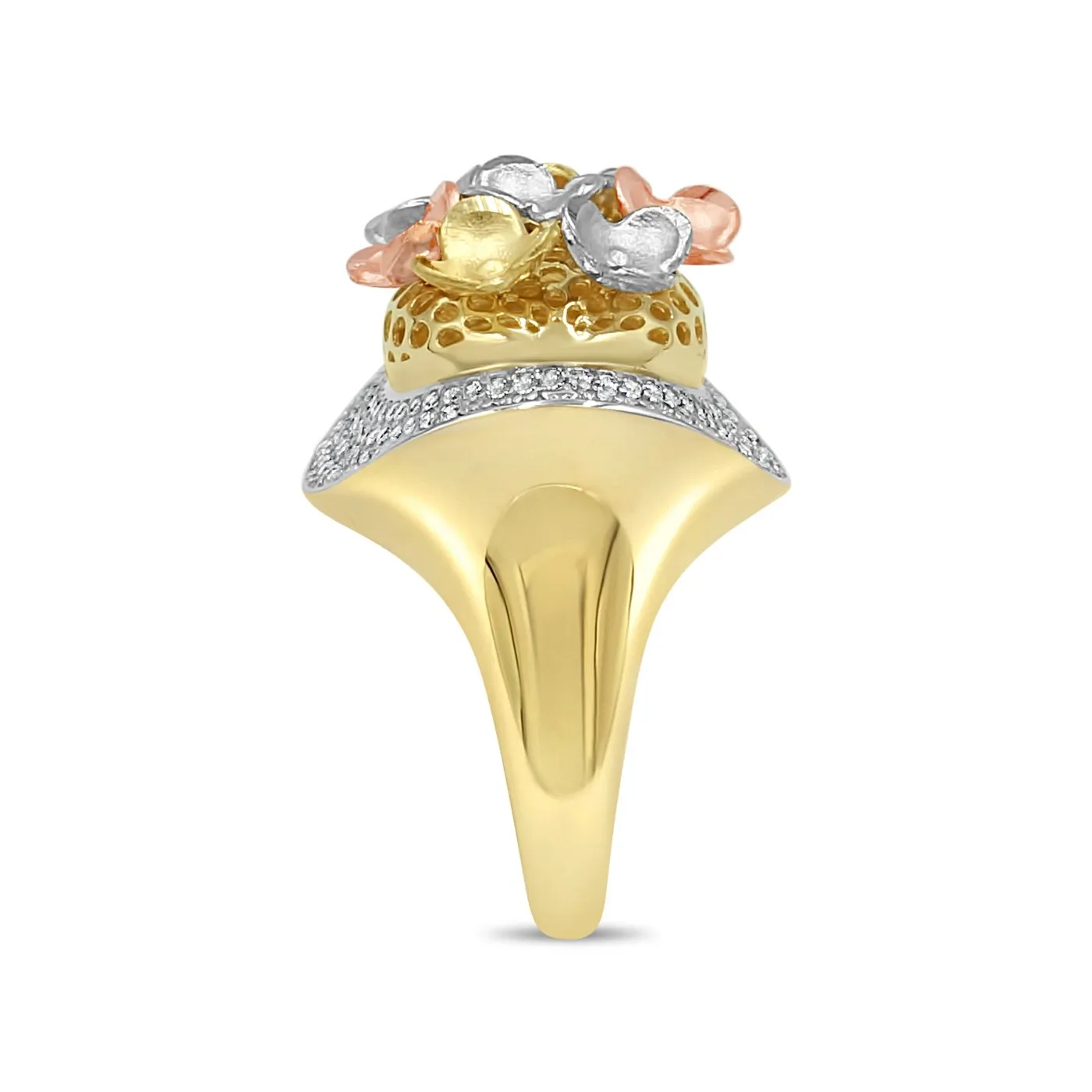 Women's Floral Styled pave set ring in 14K