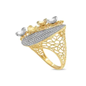 Women's Floral Styled pave set ring in 14K