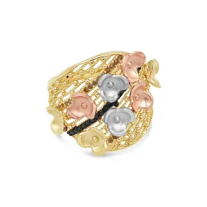 Women's Floral Styled pave set ring in 14K