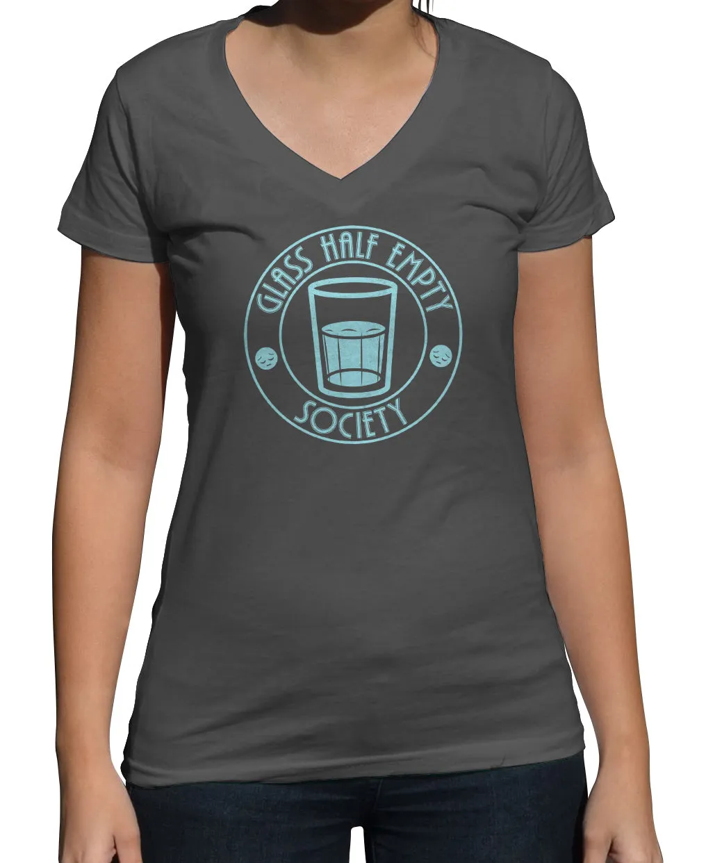 Women's Glass Half Empty Society Vneck T-Shirt